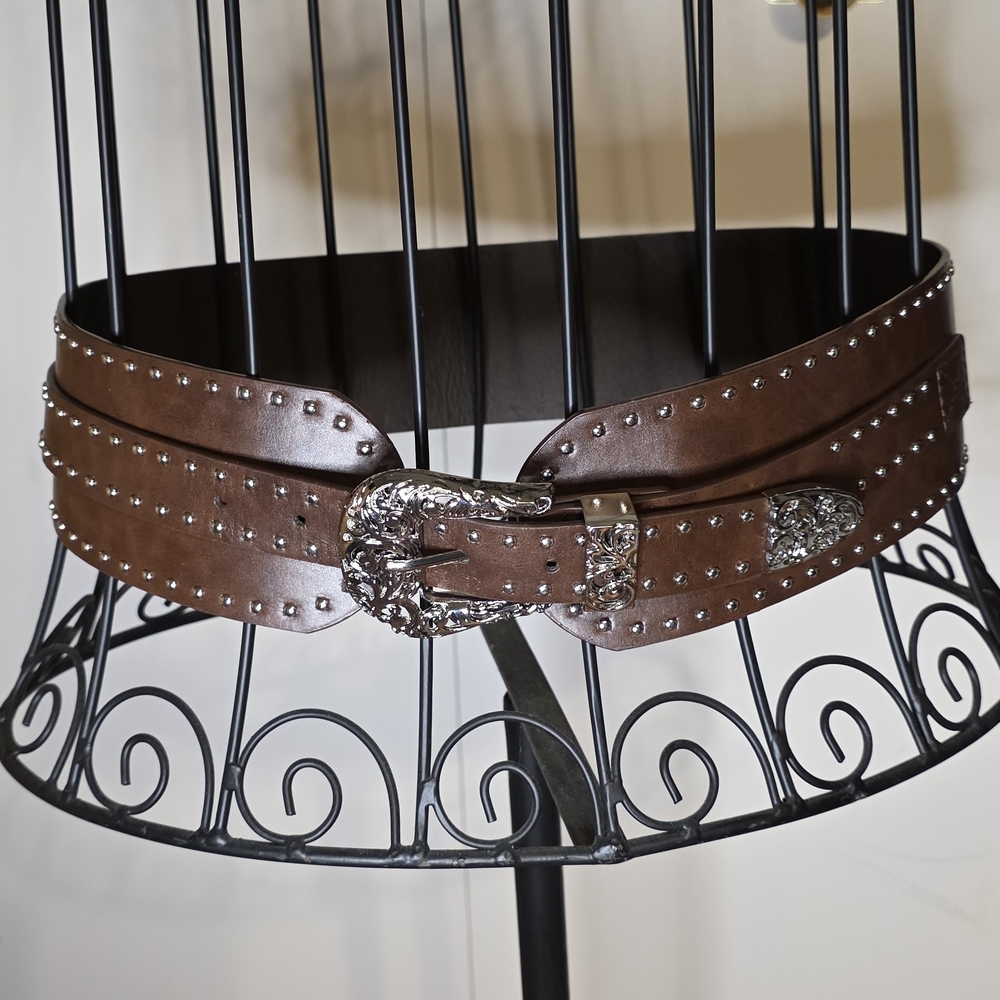 Studded Brown Leather Belt